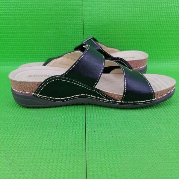 ✅Patrizia Spring Step WILDLAND Black Wedge Slide Slip On Strap Sandal Womens 37 - Picture 7 of 16
